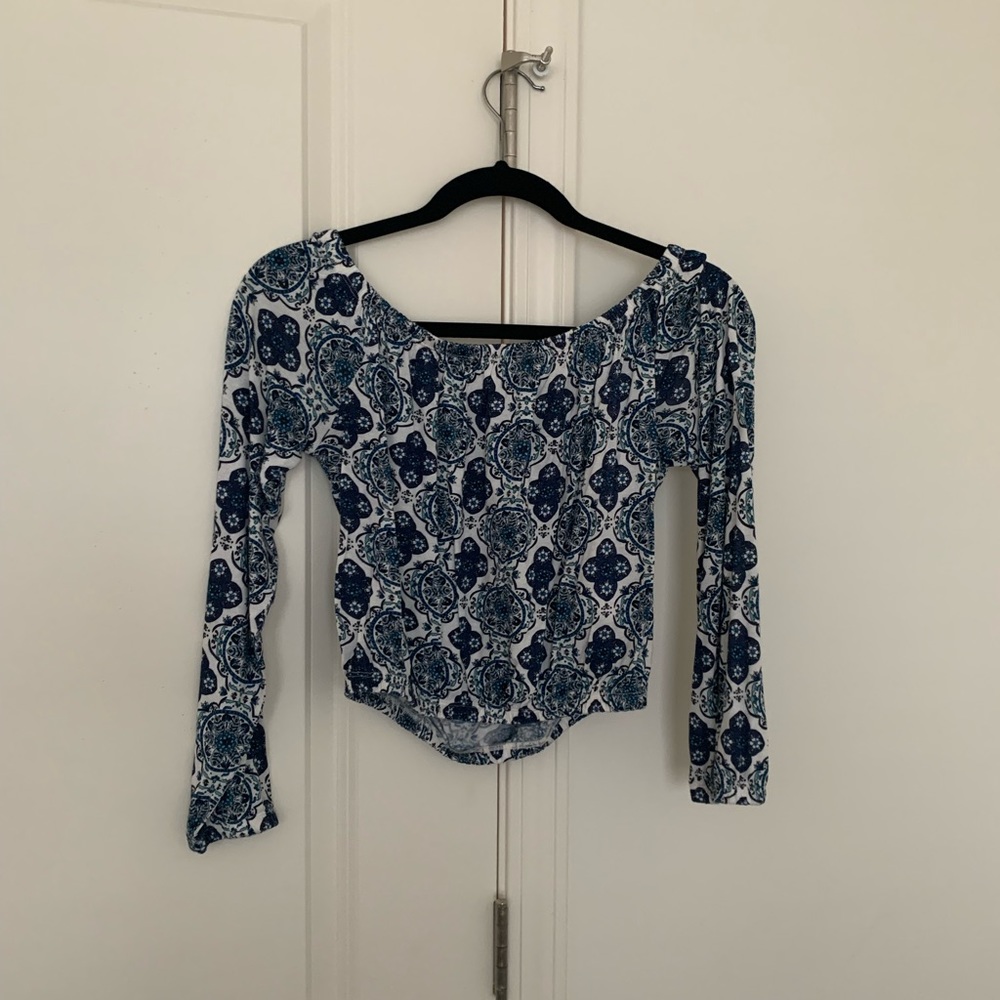 blue off the shoulder top